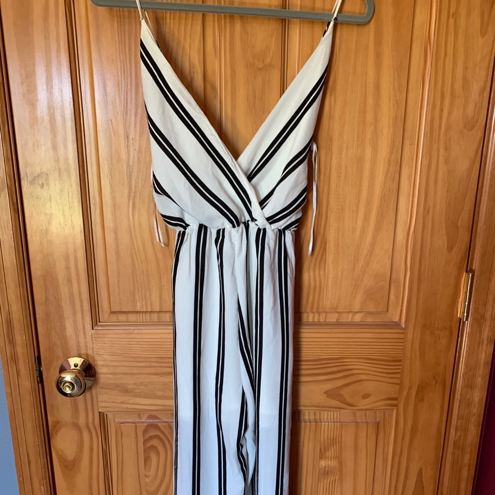 Black and white striped jumpsuit